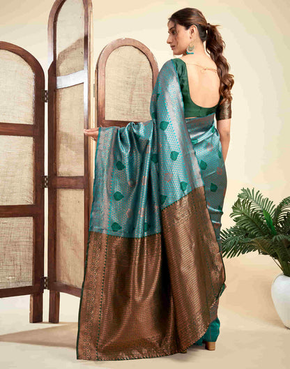 Teal Green Silk Woven Banarasi Saree