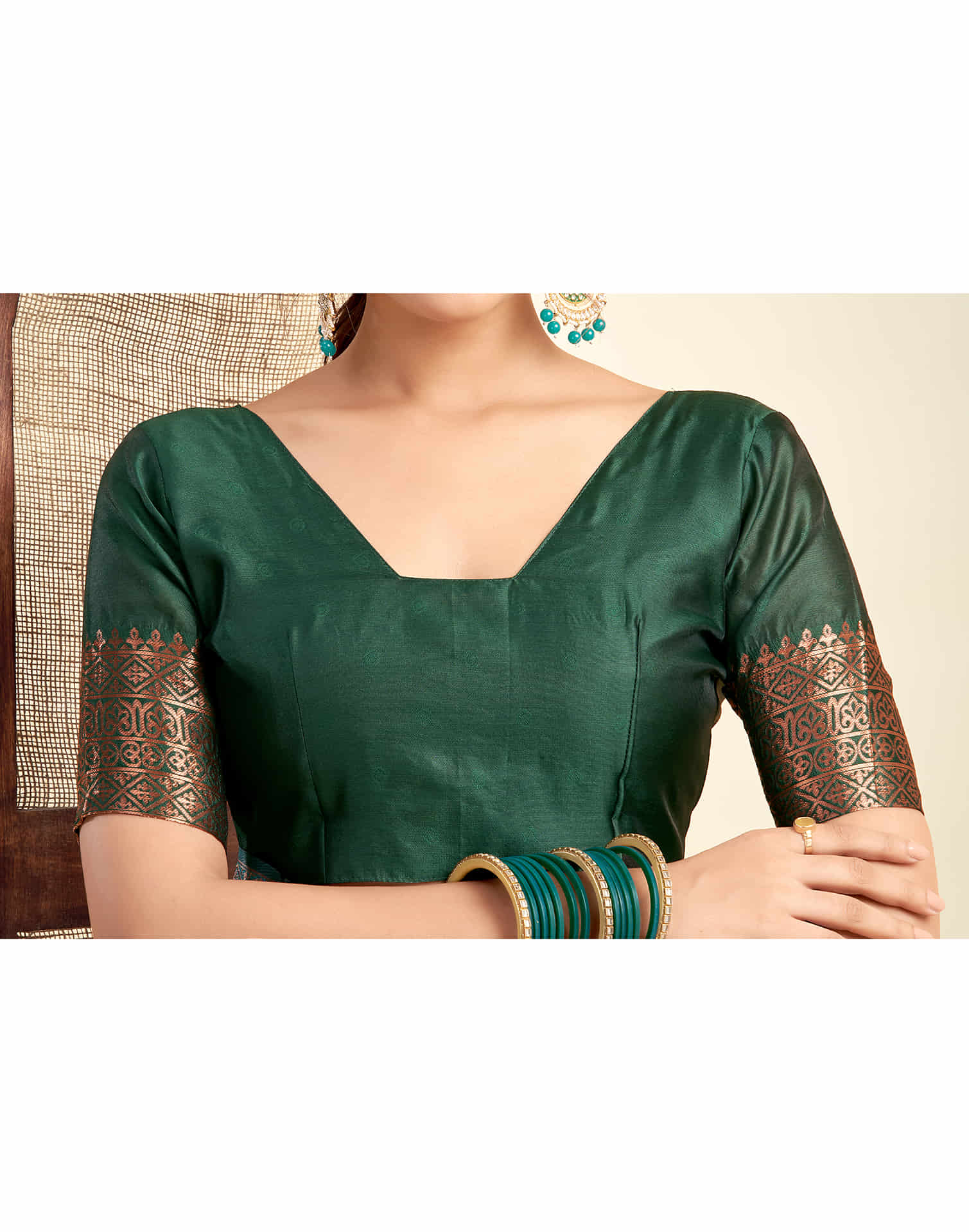 Teal Green Silk Woven Banarasi Saree