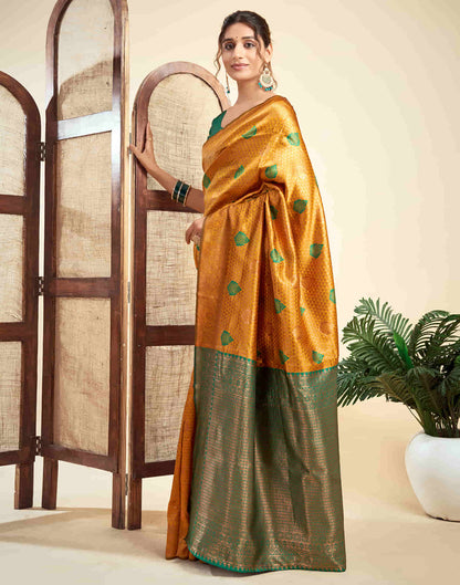 Turmeric Yellow Silk Woven Banarasi Saree