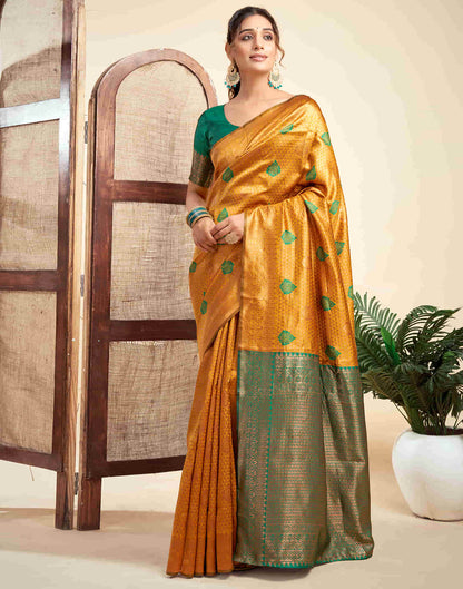 Turmeric Yellow Silk Woven Banarasi Saree