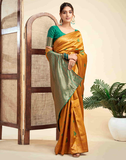 Turmeric Yellow Silk Woven Banarasi Saree