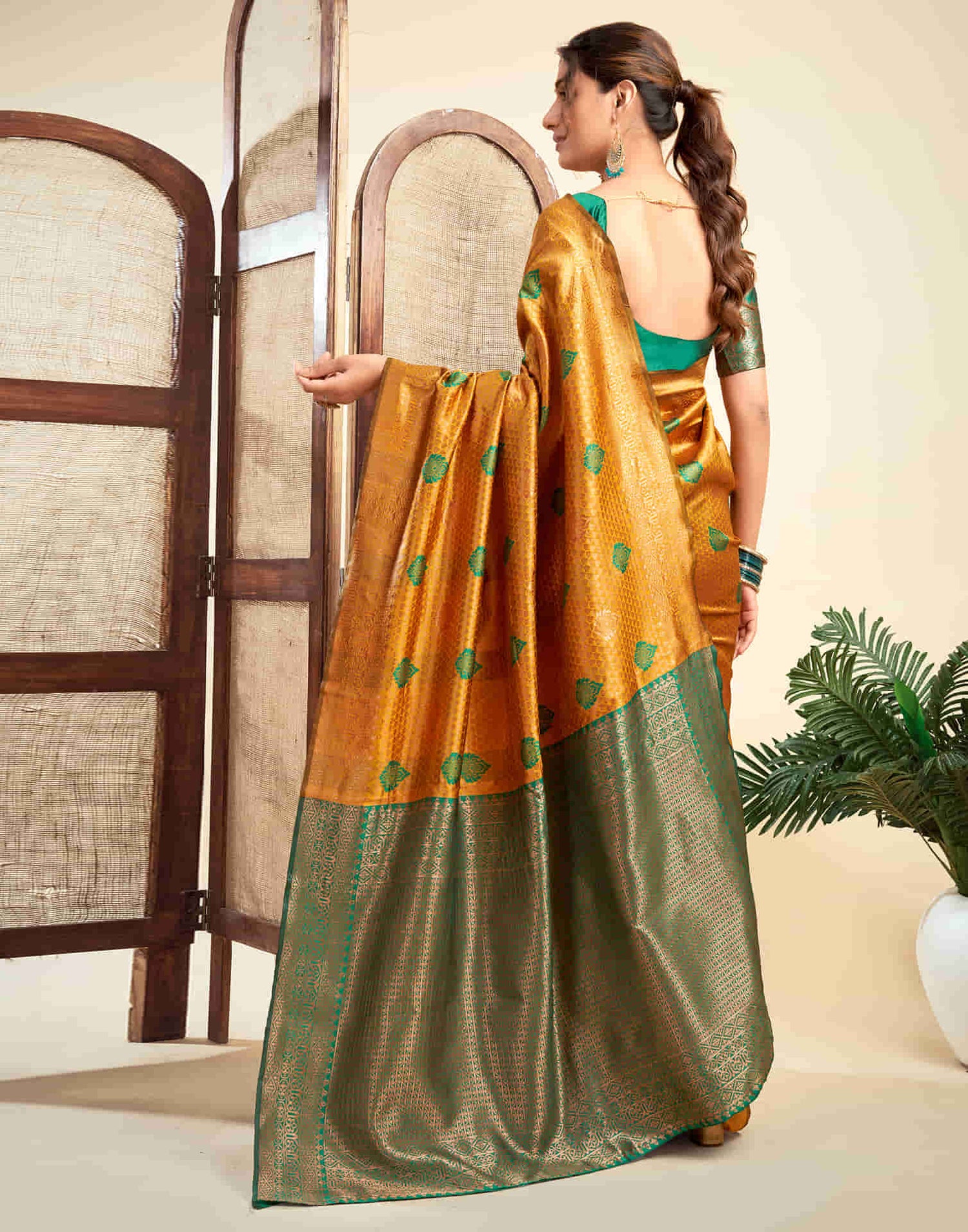 Turmeric Yellow Silk Woven Banarasi Saree