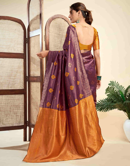 Wine Silk Woven Banarasi Saree