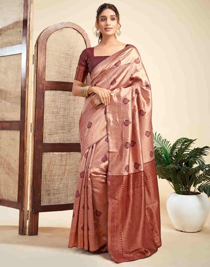 Rose Gold Silk Woven Banarasi Saree