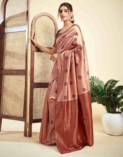 Rose Gold Silk Woven Banarasi Saree