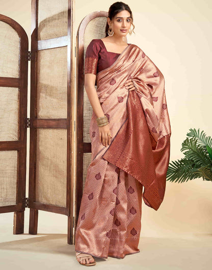 Rose Gold Silk Woven Banarasi Saree