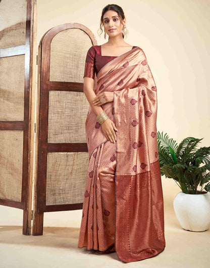 Rose Gold Silk Woven Banarasi Saree