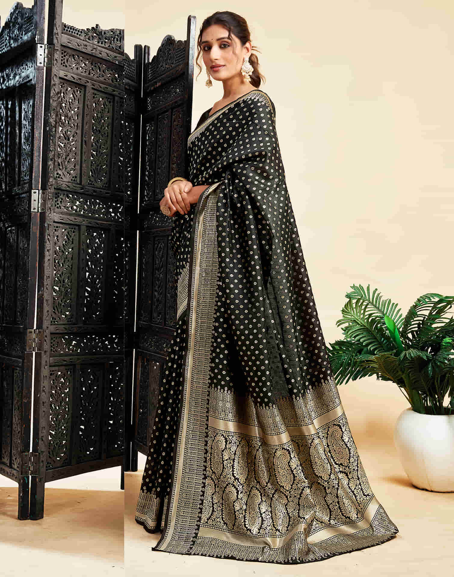 Black Silk Woven Banarasi Saree