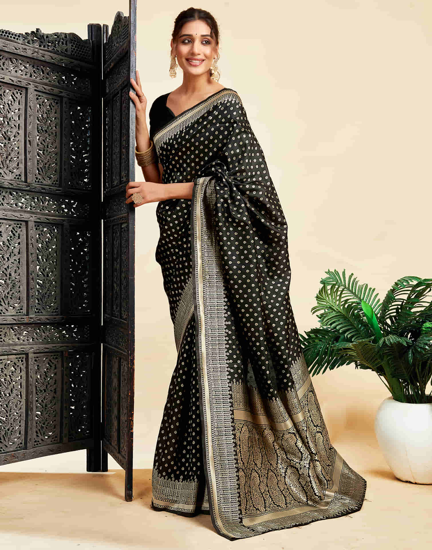 Black Silk Woven Banarasi Saree