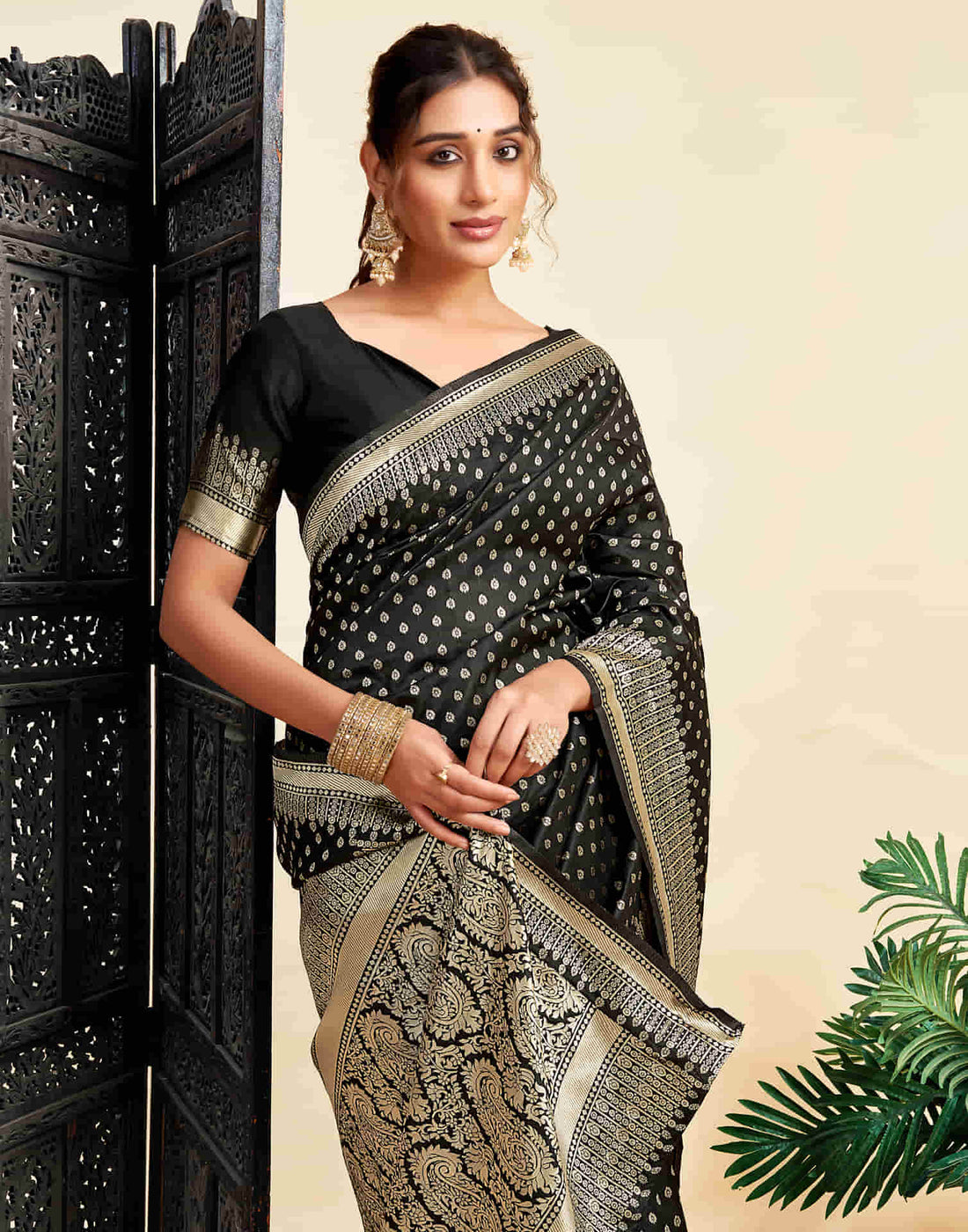 Black Silk Woven Banarasi Saree