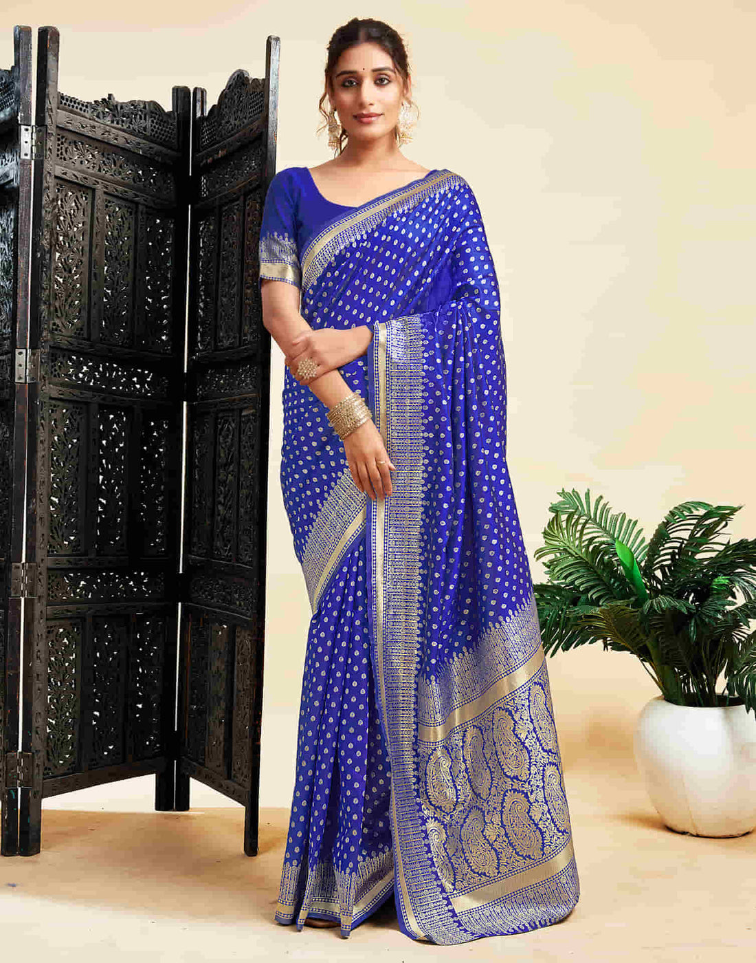 Blue Silk Woven Banarasi Saree