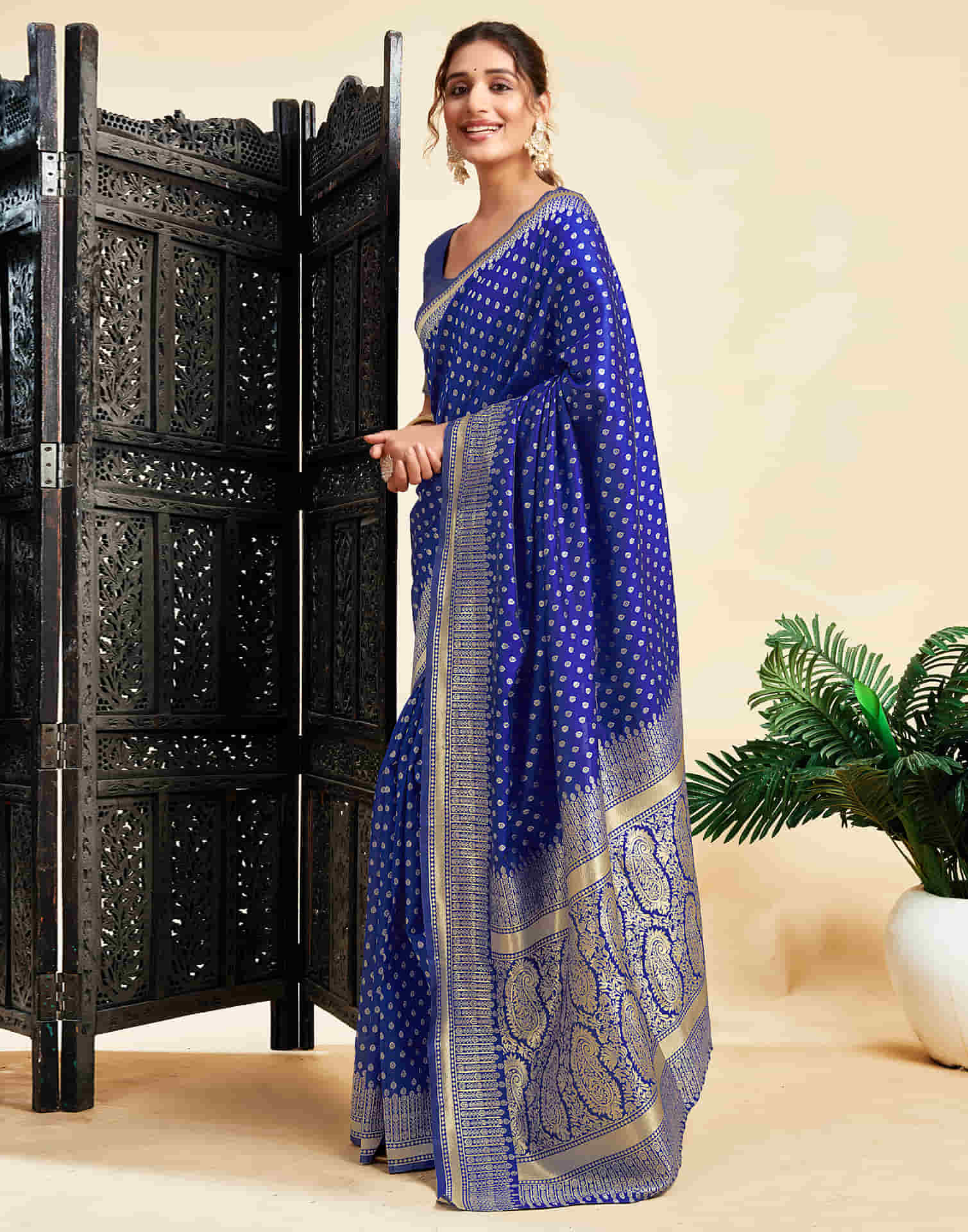 Blue Silk Woven Banarasi Saree