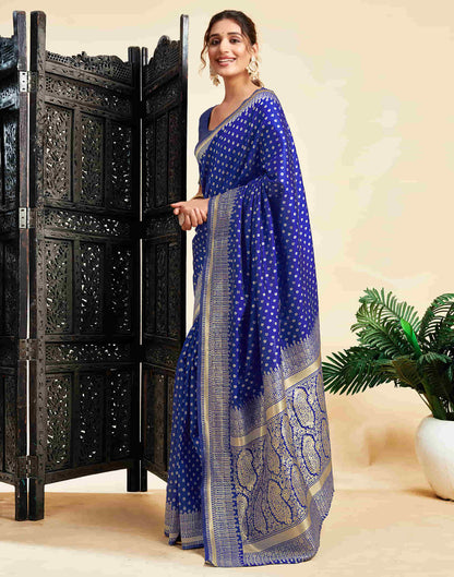 Blue Silk Woven Banarasi Saree