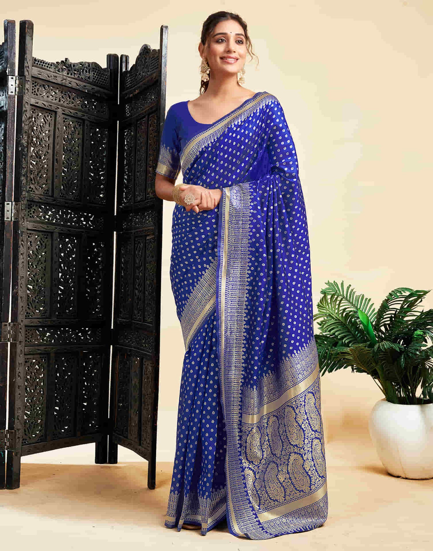 Blue Silk Woven Banarasi Saree