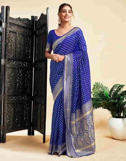 Blue Silk Woven Banarasi Saree