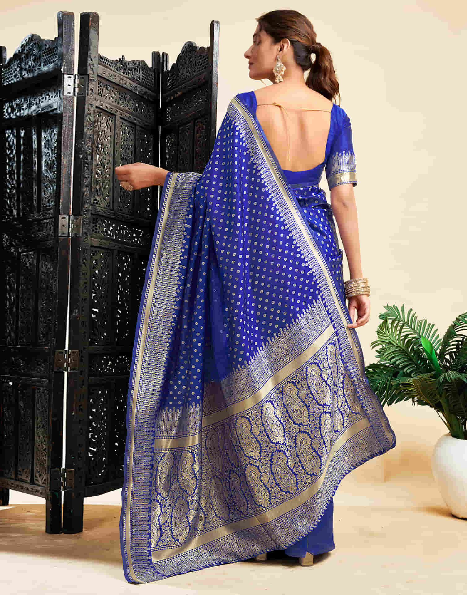 Blue Silk Woven Banarasi Saree