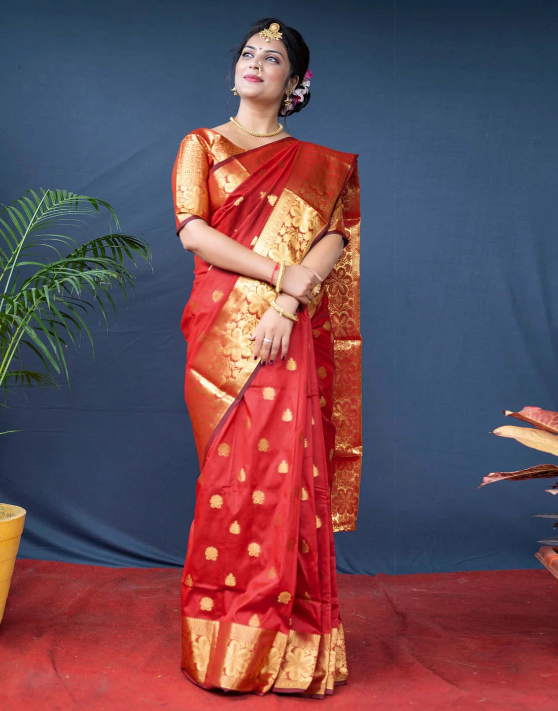 Red Silk Woven Banarasi Saree