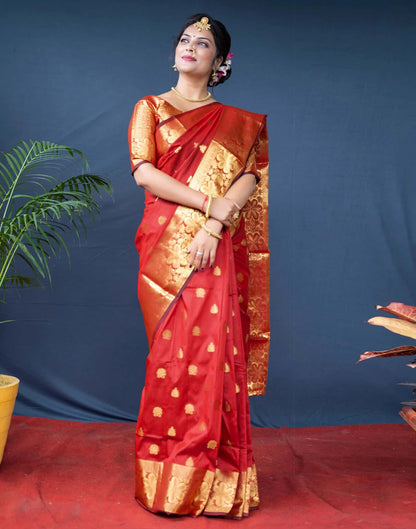 Red Silk Woven Banarasi Saree