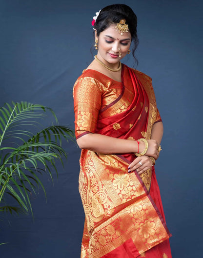 Red Silk Woven Banarasi Saree