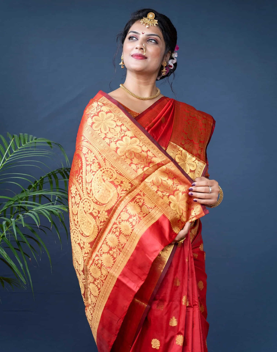 Red Silk Woven Banarasi Saree