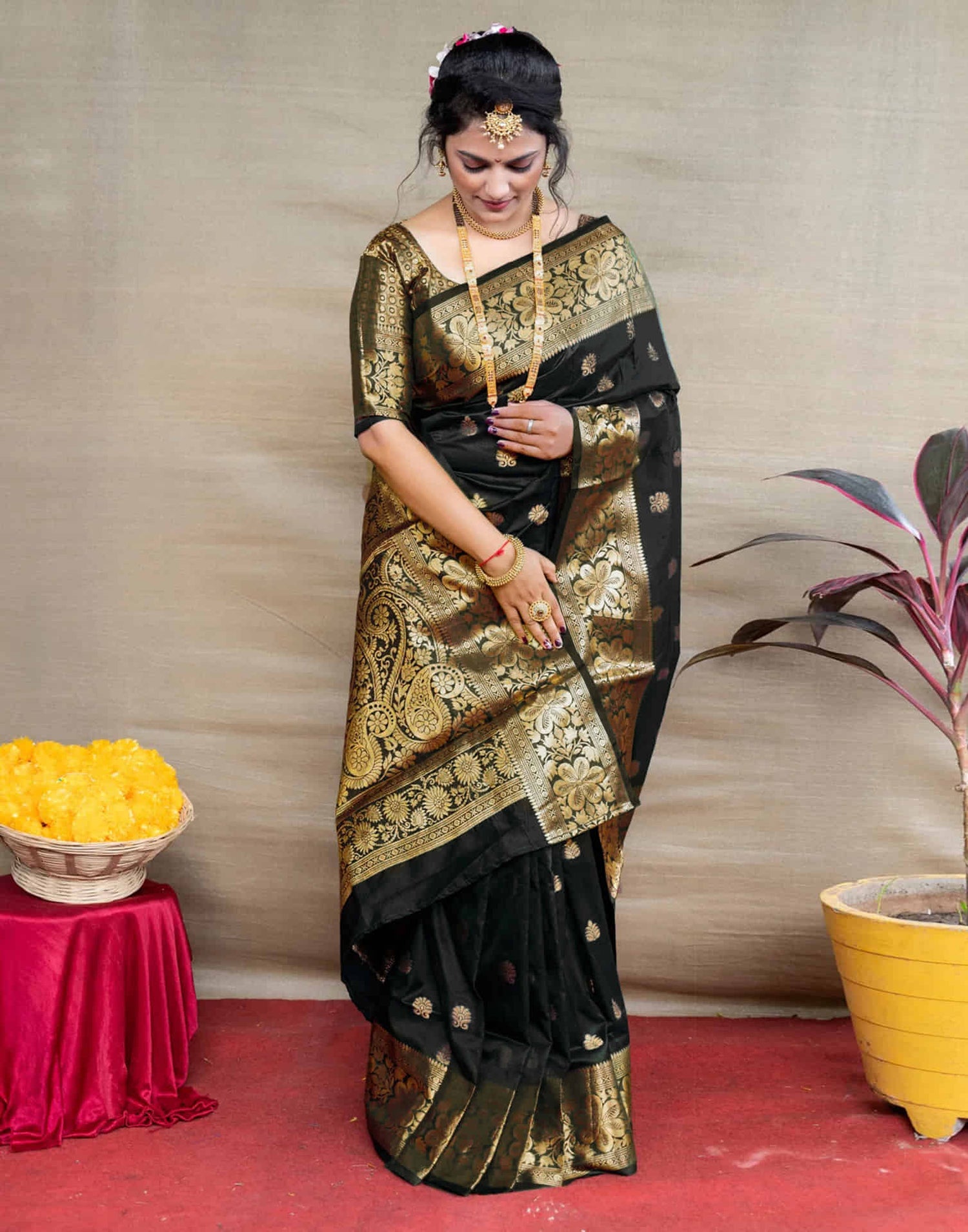 Black Silk Woven Banarasi Saree