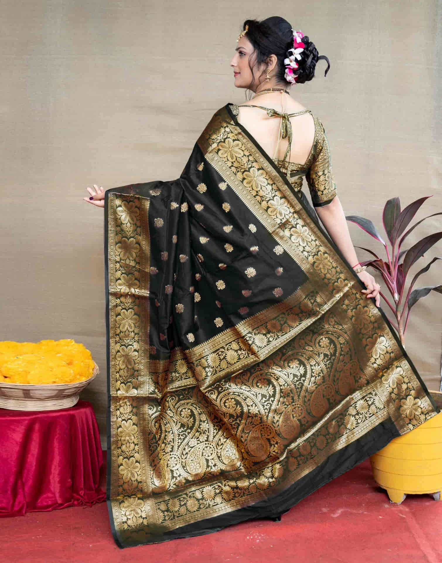 Black Silk Woven Banarasi Saree