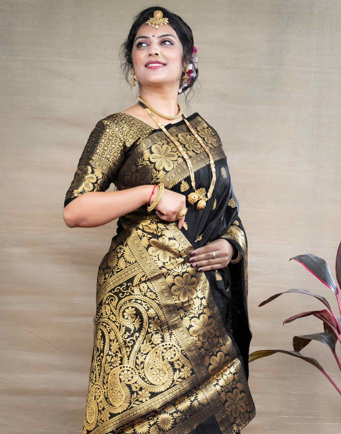 Black Silk Woven Banarasi Saree