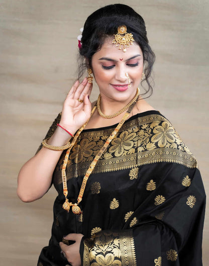 Black Silk Woven Banarasi Saree