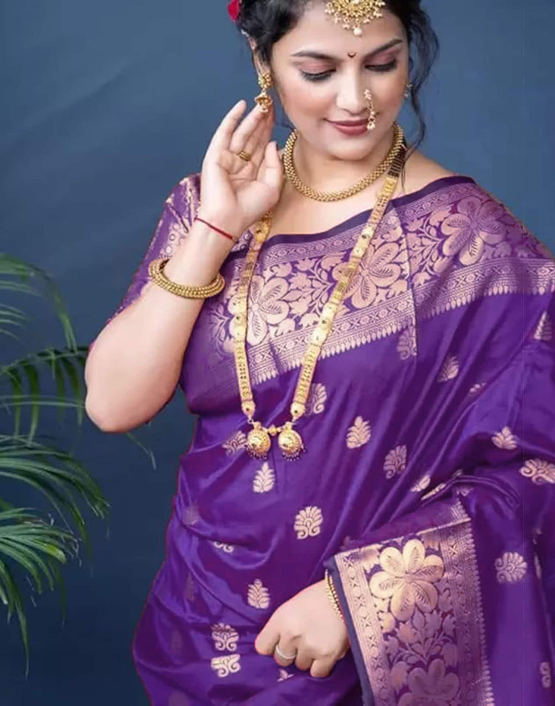 Violet Silk Woven Banarasi Saree