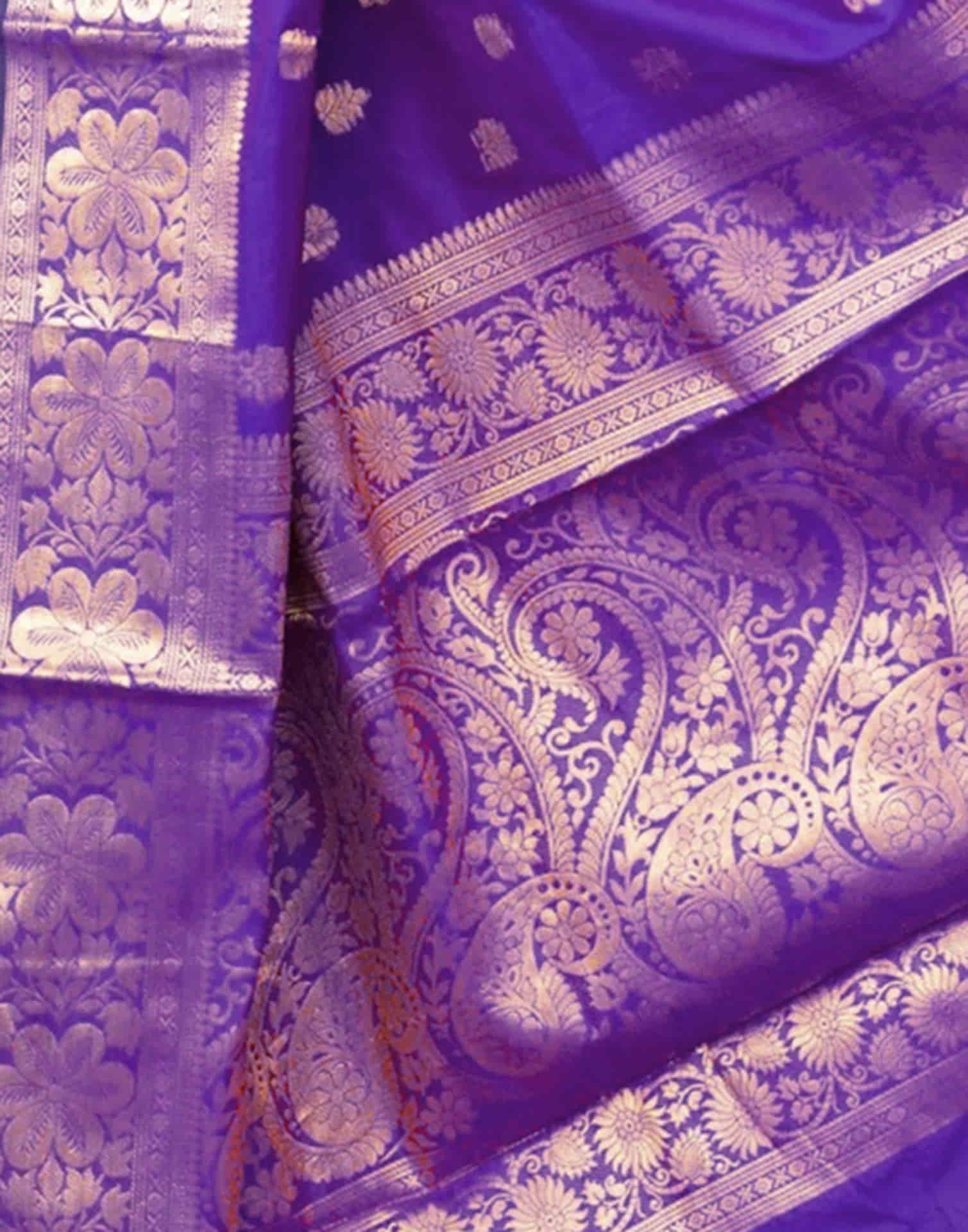 Violet Silk Woven Banarasi Saree