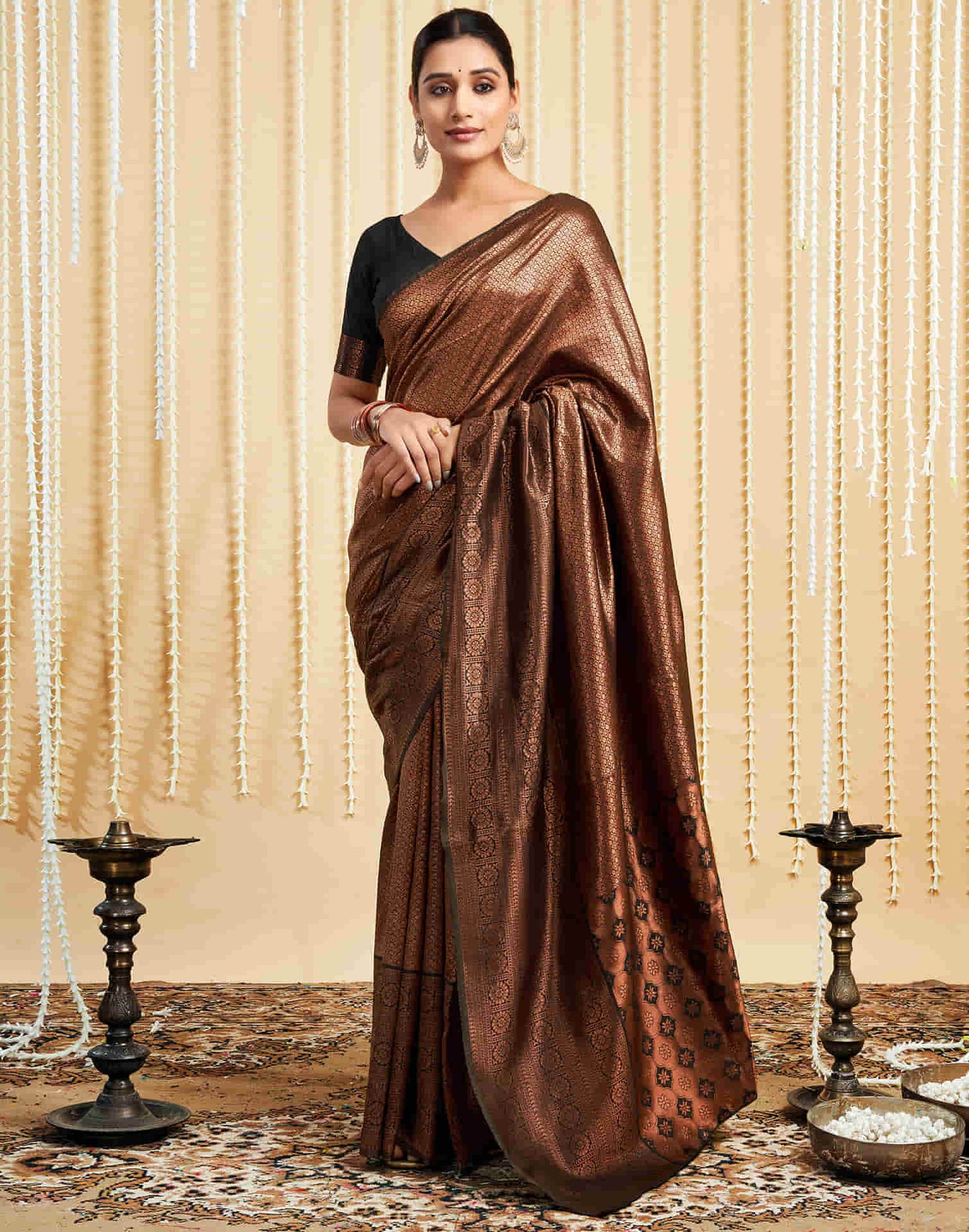 Black Silk Woven Kanjivaram Saree