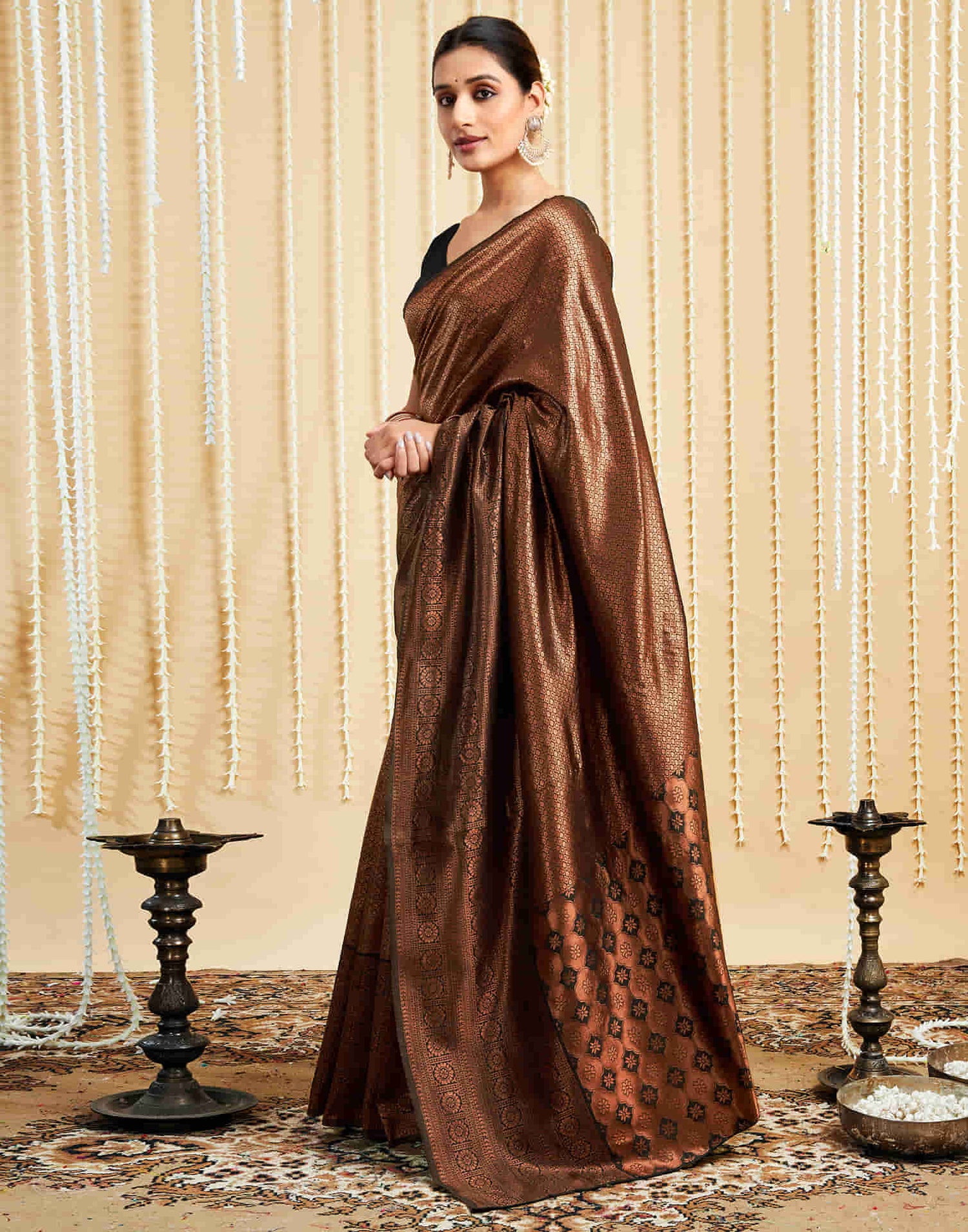 Brown Silk Woven Kanjivaram Saree