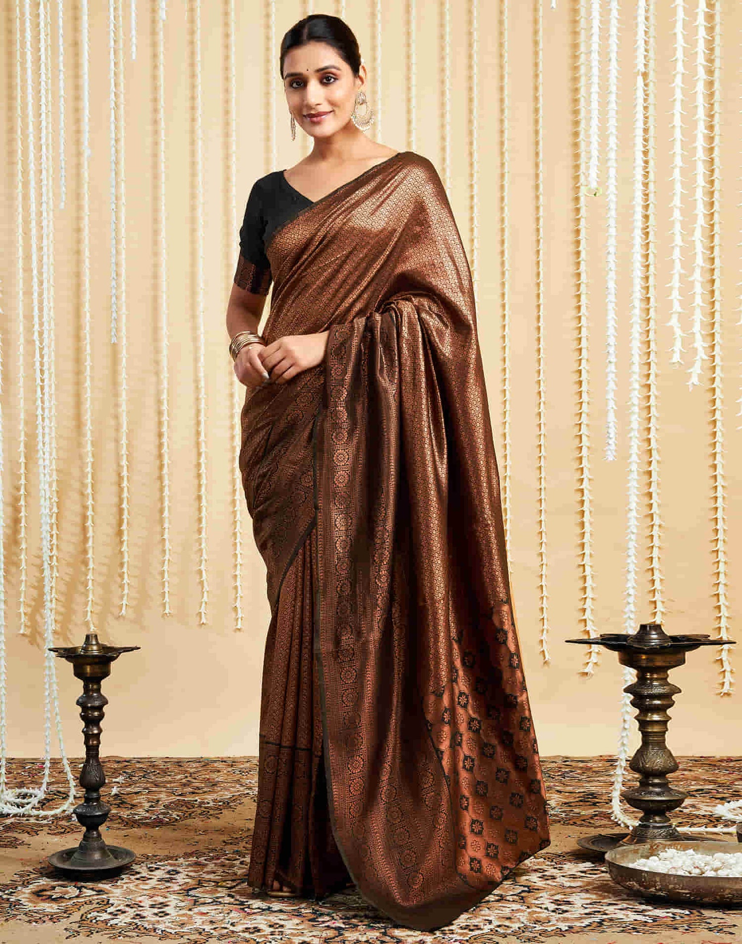 Brown Silk Woven Kanjivaram Saree