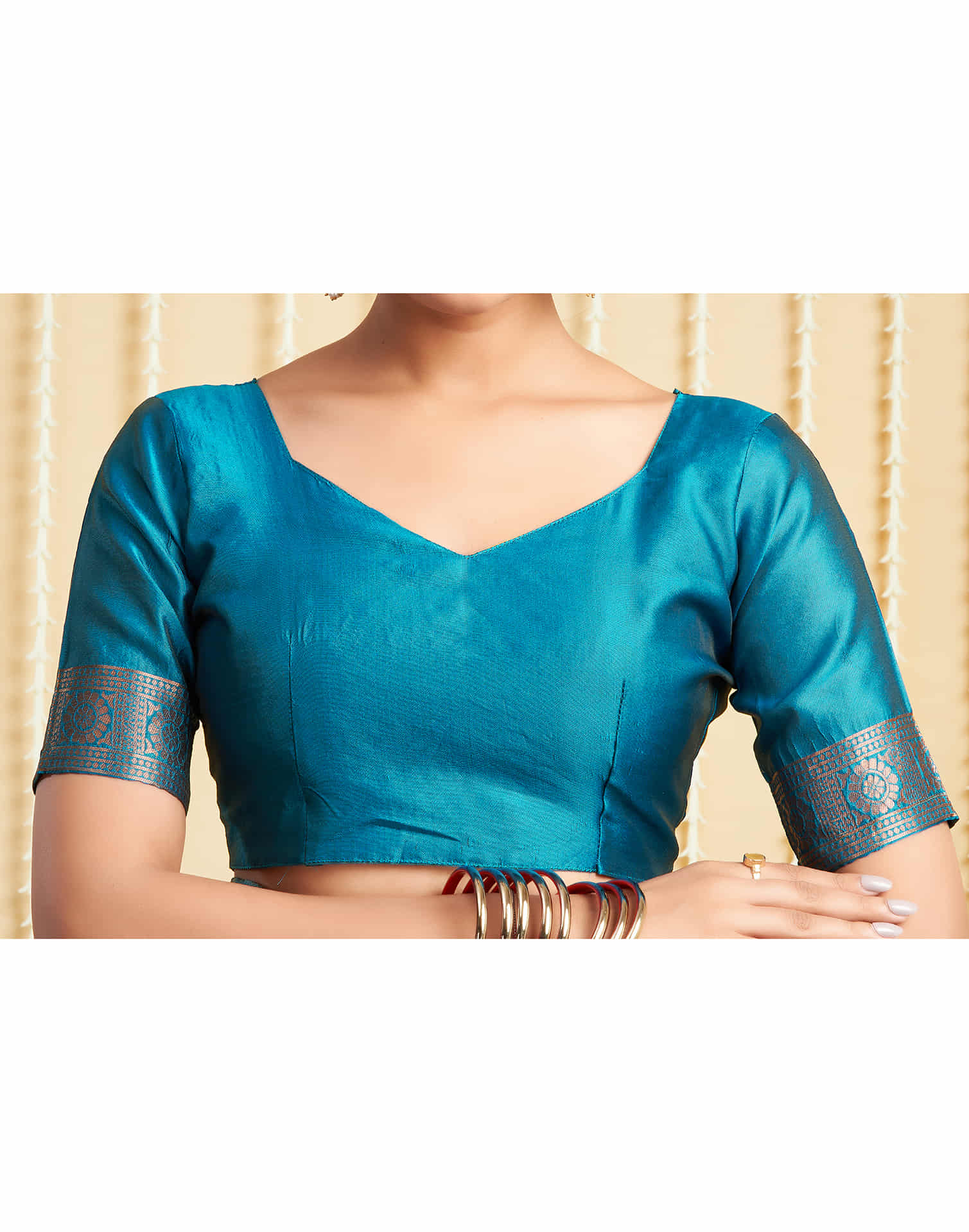 Teal Blue Silk Woven Kanjivaram Saree