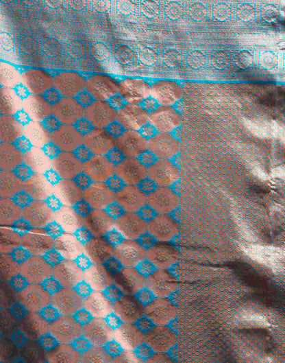 Teal Blue Silk Woven Kanjivaram Saree