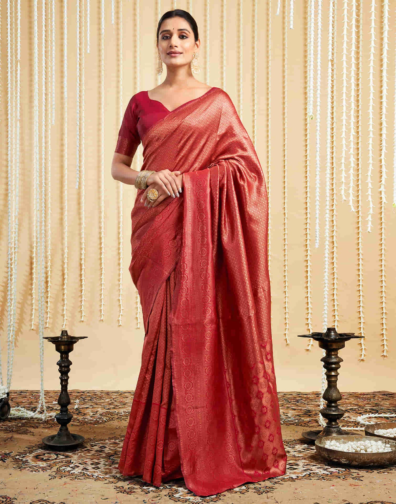 Red Silk Woven Kanjivaram Saree