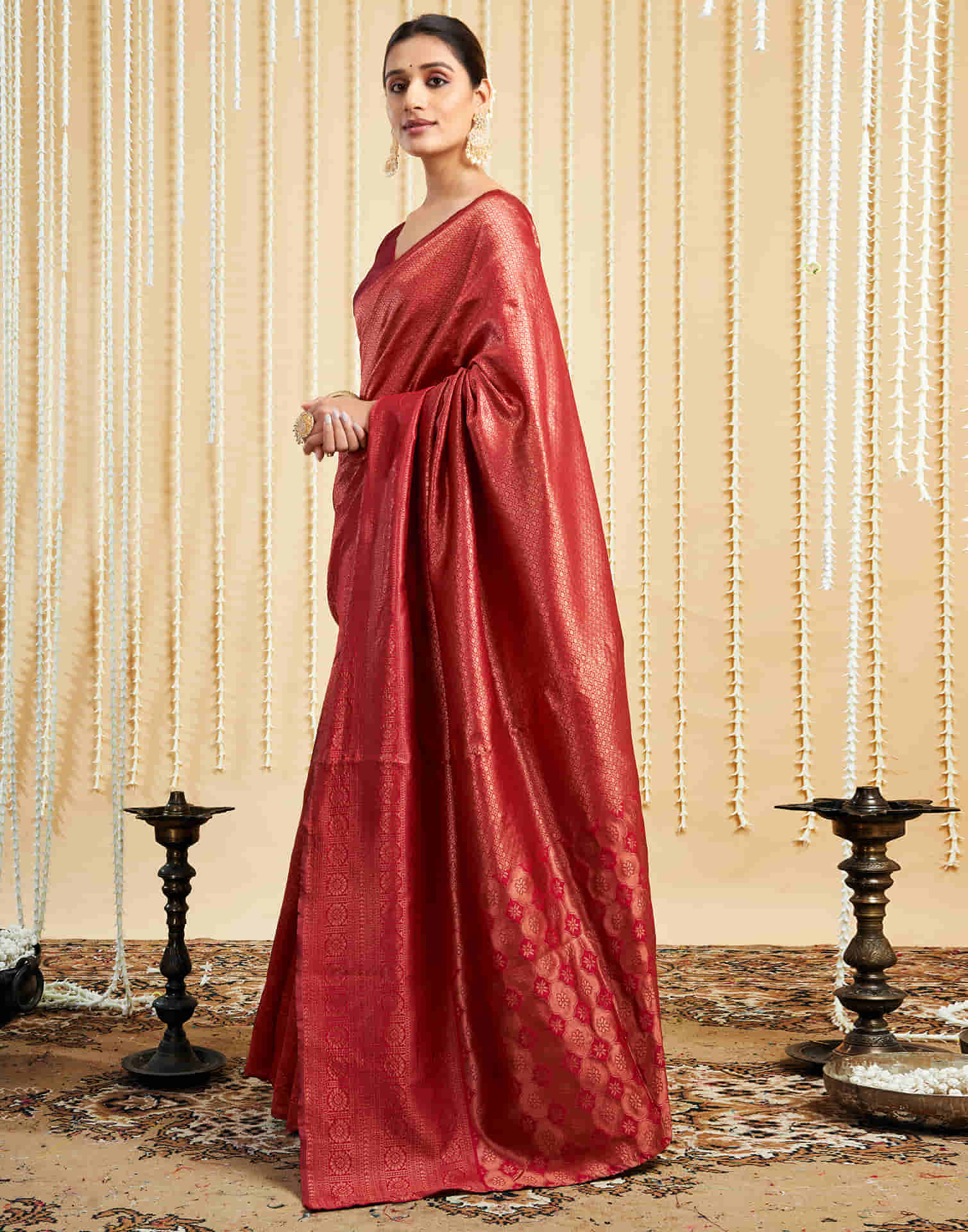 Red Silk Woven Kanjivaram Saree