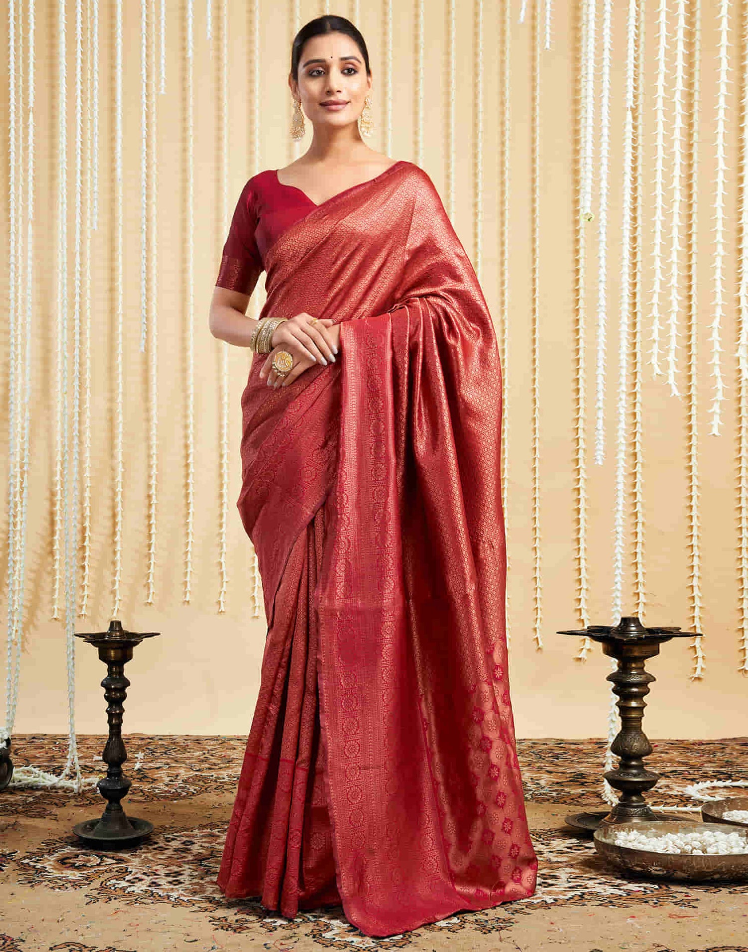 Red Silk Woven Kanjivaram Saree