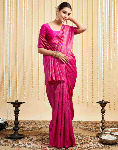 Rani Pink Silk Woven Kanjivaram Saree