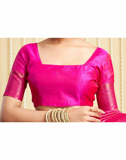 Rani Pink Silk Woven Kanjivaram Saree