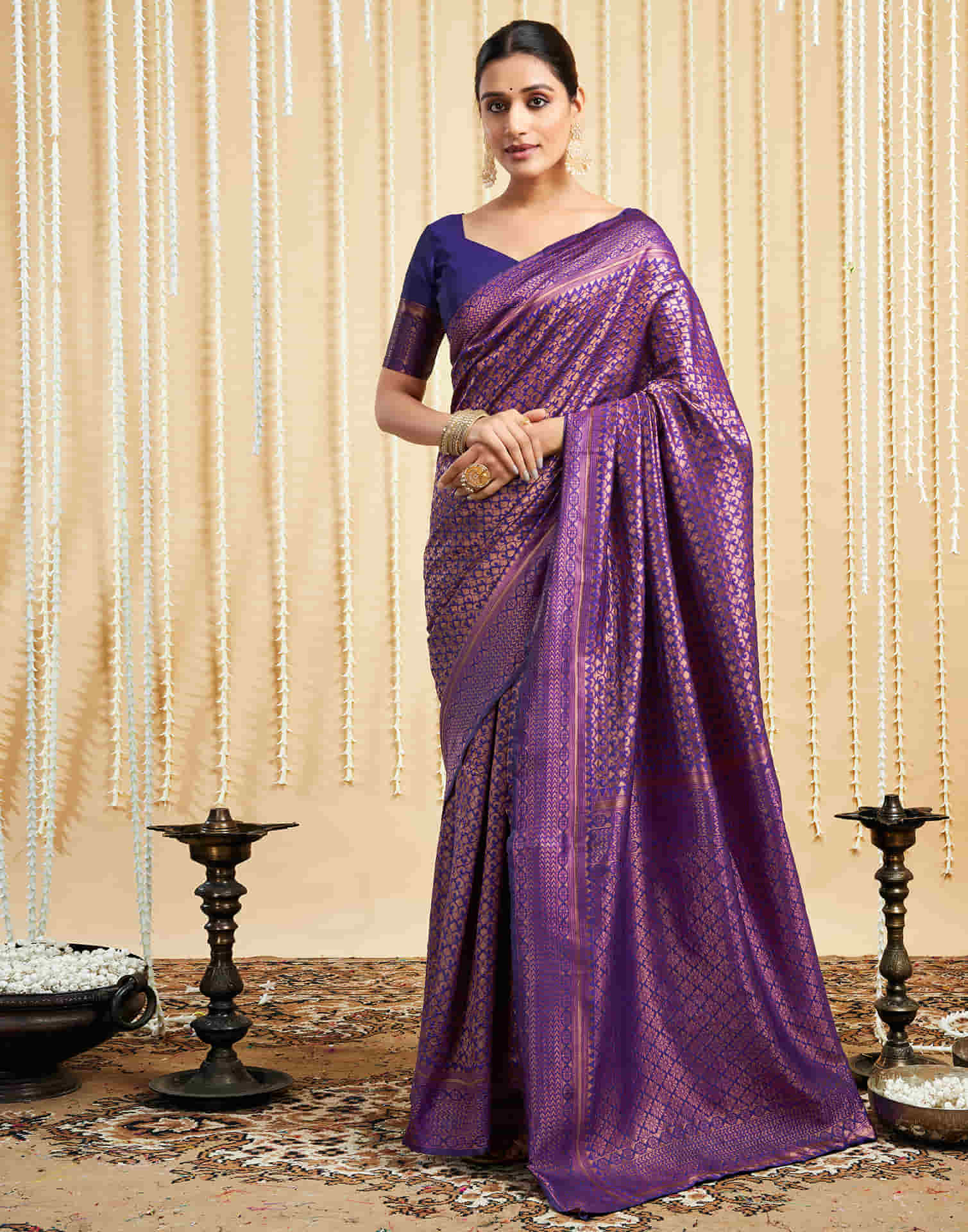 Purple Silk Woven Kanjivaram Saree Sudathi