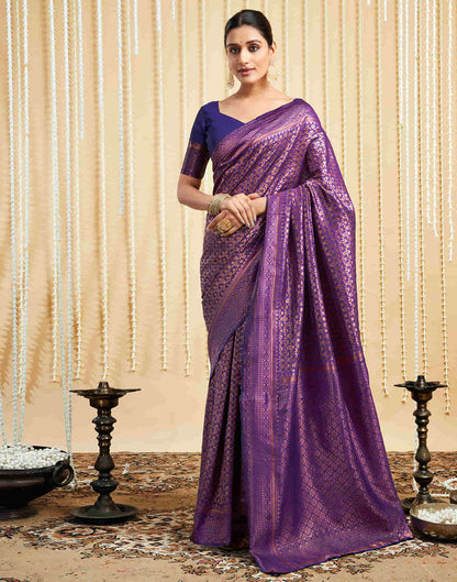 Purple Silk Woven Kanjivaram Saree