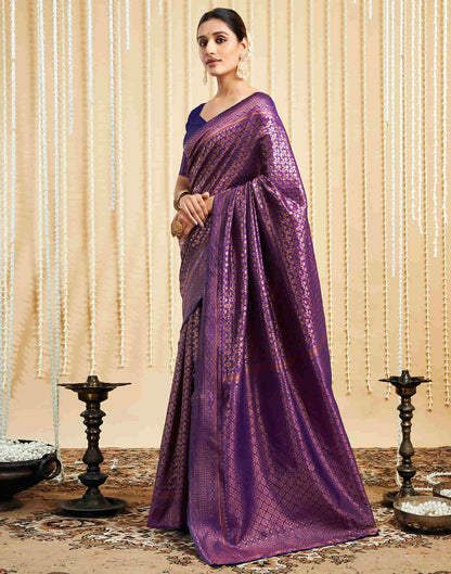 Purple Silk Woven Kanjivaram Saree