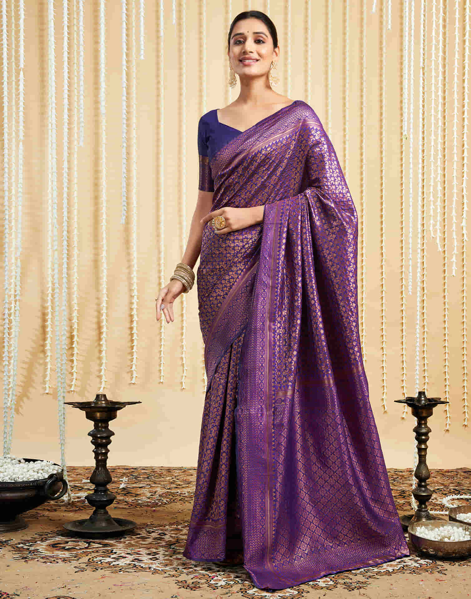 Purple Silk Woven Kanjivaram Saree