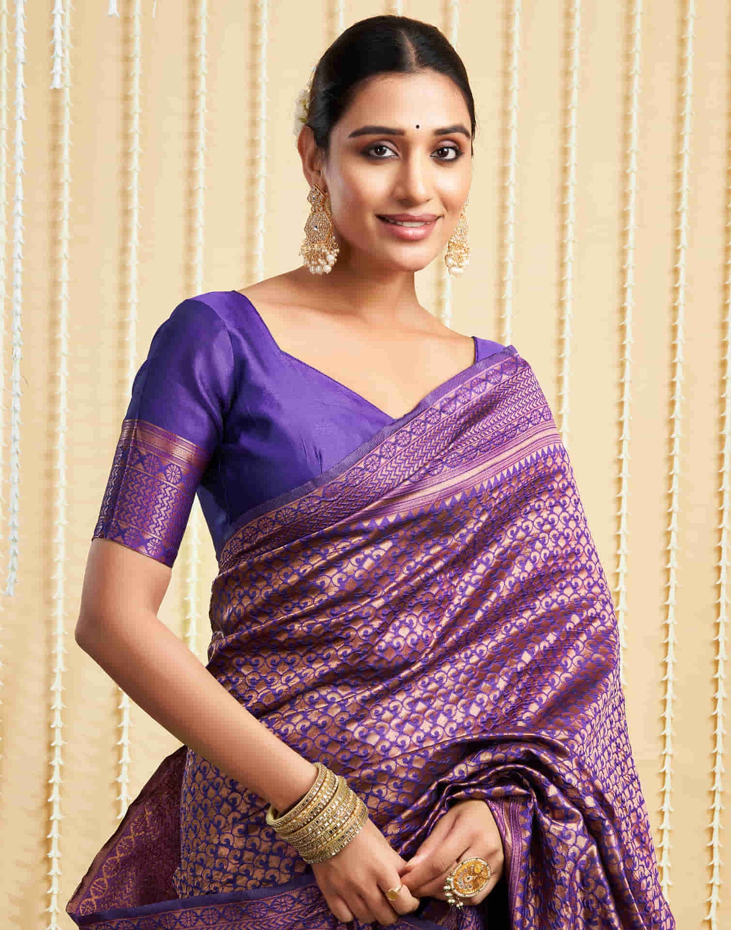 Purple Silk Woven Kanjivaram Saree