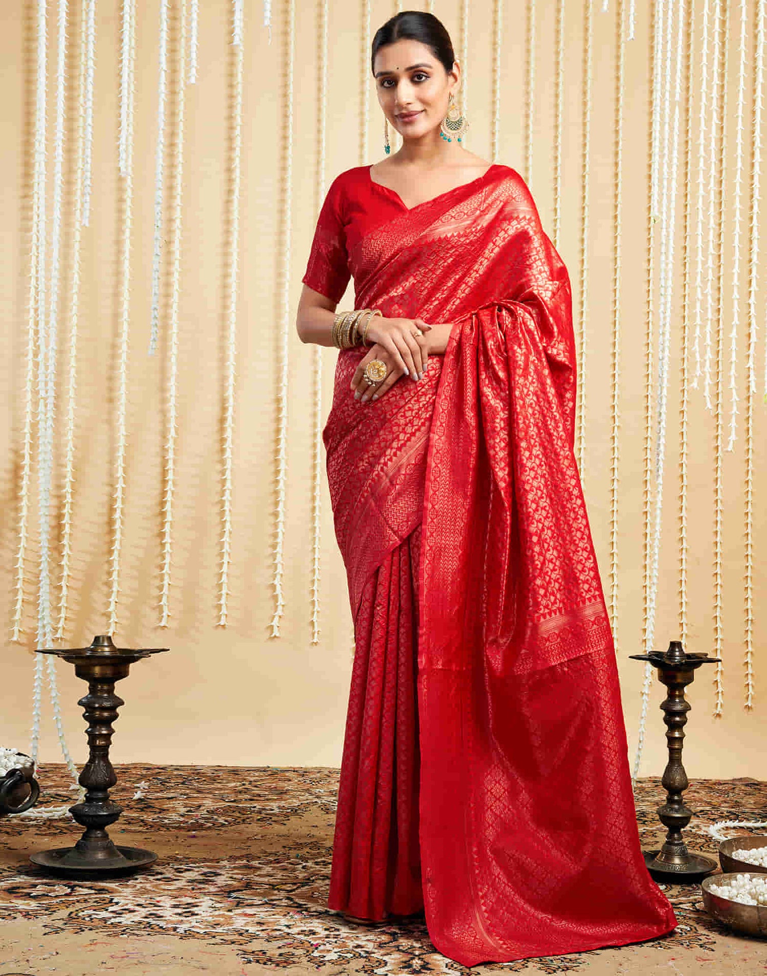 Red Silk Woven Kanjivaram Saree