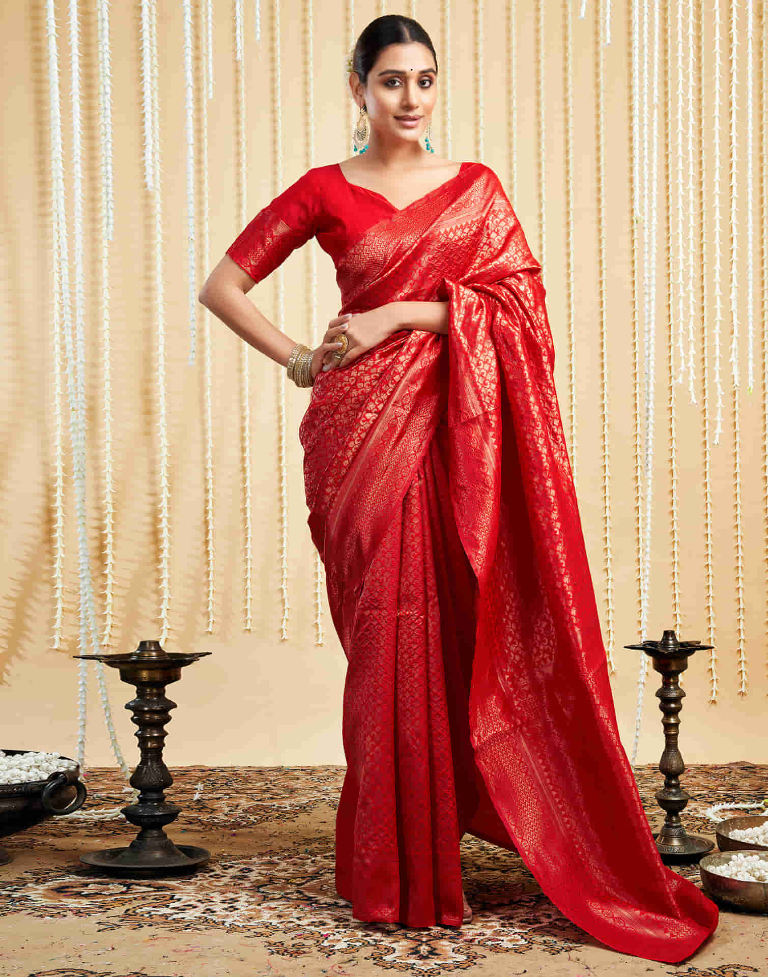 Red Silk Woven Kanjivaram Saree