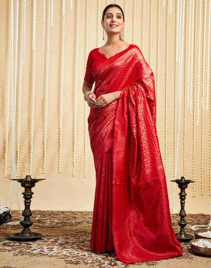 Red Silk Woven Kanjivaram Saree