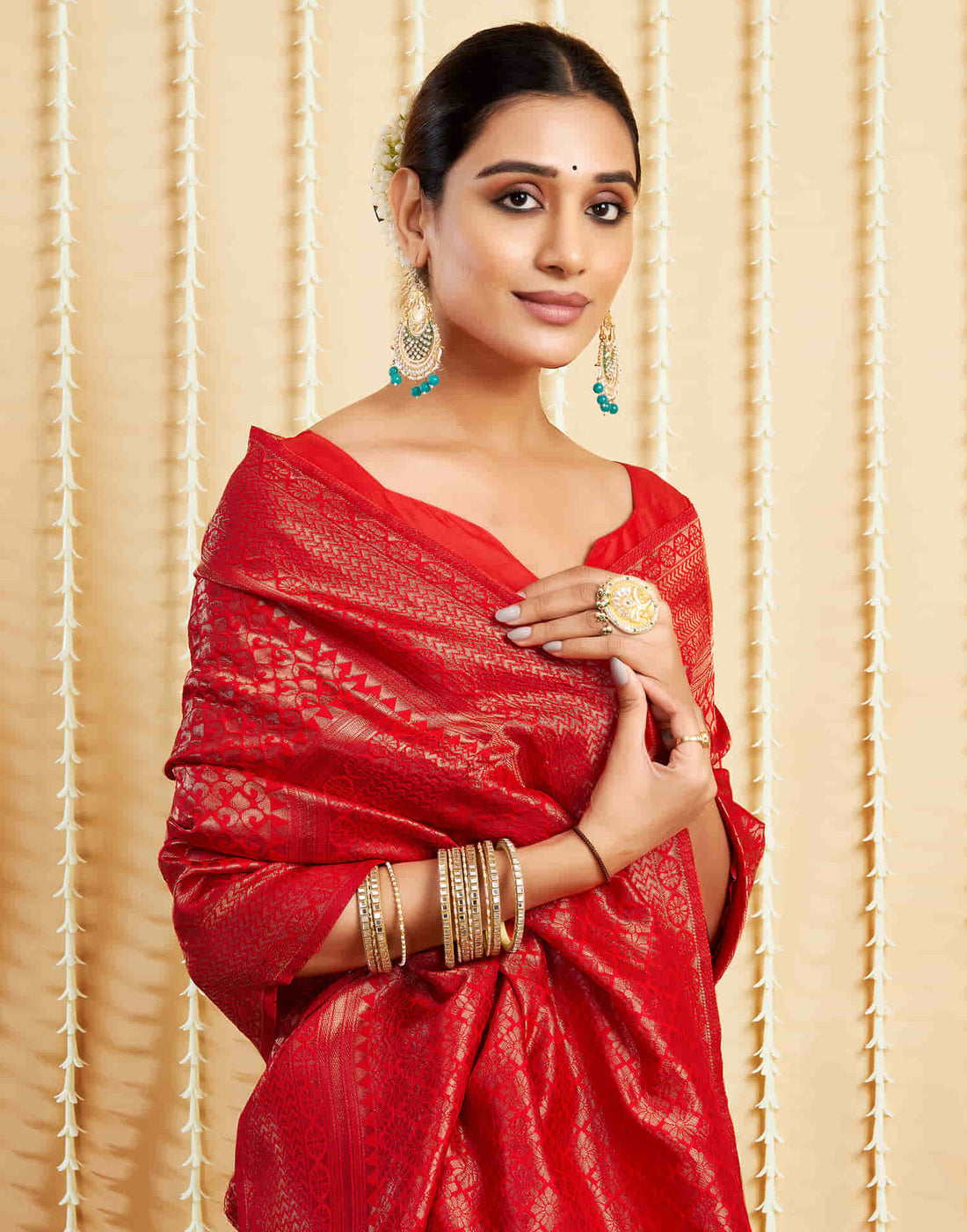 Red Silk Woven Kanjivaram Saree