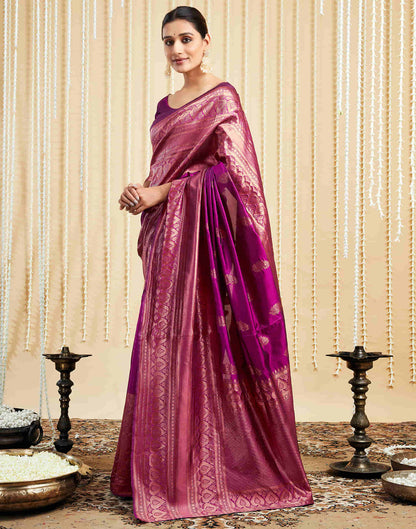 Magenta Silk Woven Banarasi Saree